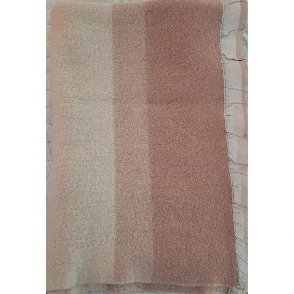Vintage St.  Marys 100% Wool‎ Camp Striped Blanket Peach Pink Ombre 56x80